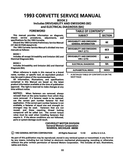 1993 Chevrolet Corvette Factory Service Manual