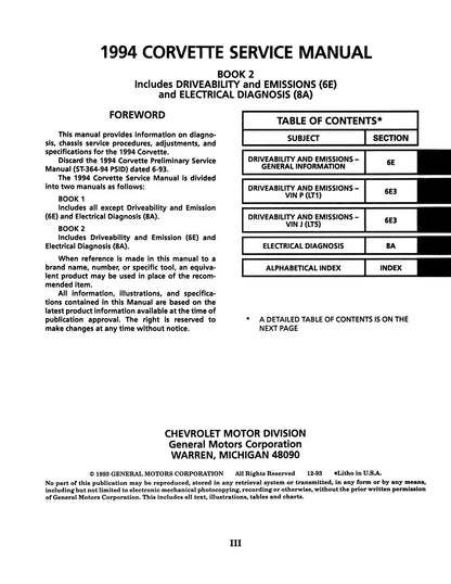 1994 Chevrolet Corvette Factory Service Manual