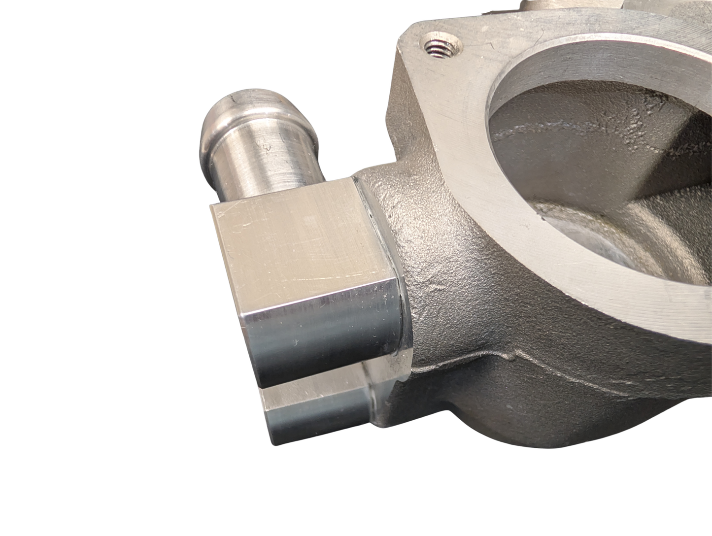 Modified LS Conversion Water Pump with 90-Degree Heater Fittings for Tight Clearance